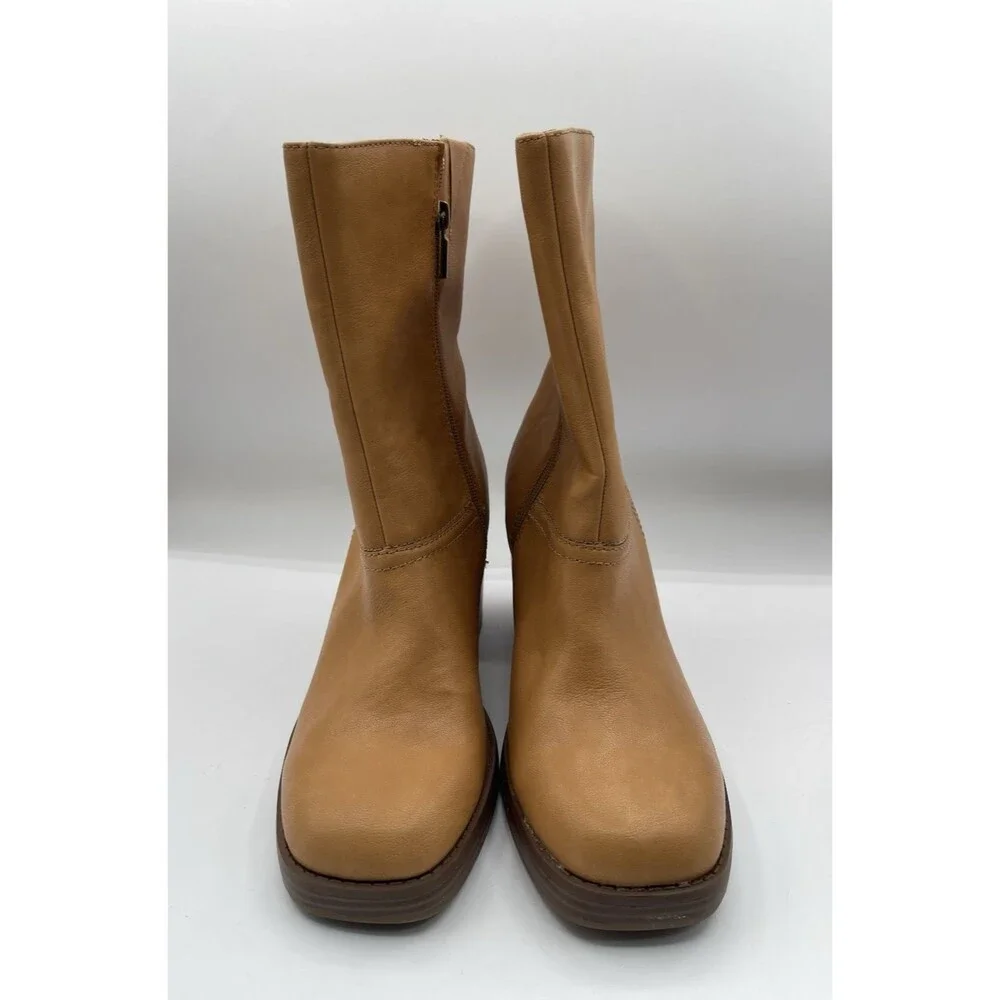 Sun Stone Heel Boots Women Brown Boho Preppy Size 10 New
